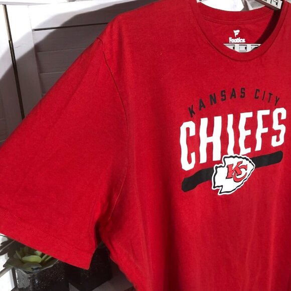 Fanatics Kansas Chiefs red white black logo cotton T-shir short sleeves Sz 4XL - Picture 3 of 5